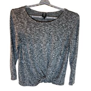 Gray Long Sleeve Twist Front Top Sz 1X